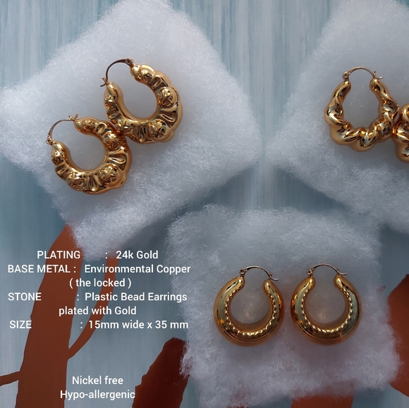 24k Gold Plated Light Hoop Earrings - Picture 5 of 10